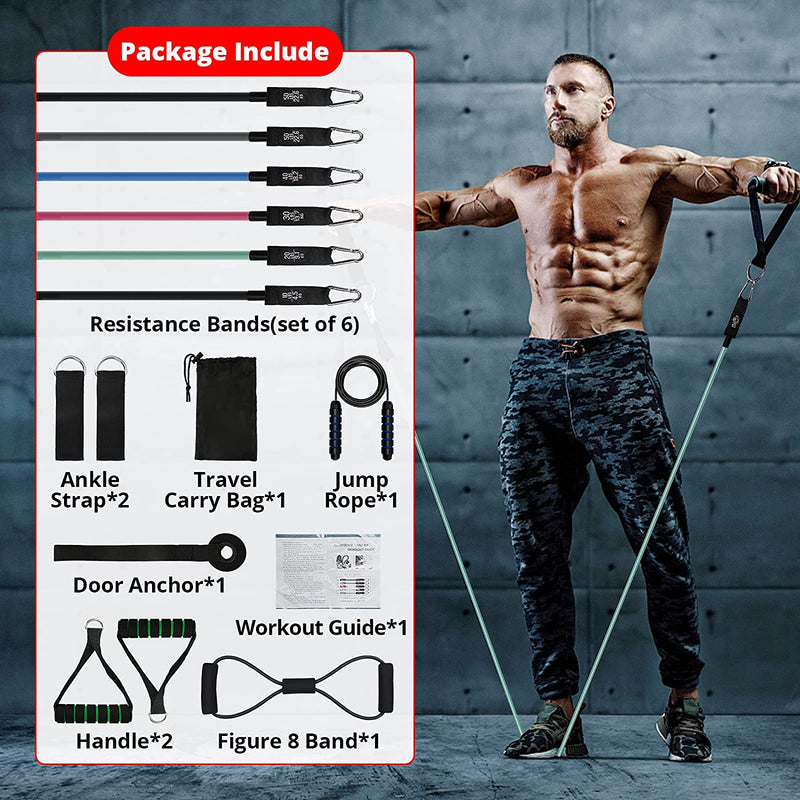 Resistance Band Set, Exercise Workout Bands, Men and Women with Door Anchor  set