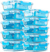 C CREST Glass Food Storage Containers with Lids, Airtight Glass Bento Boxes, BPA Free & Leak Proof (10 Lids & 10 Containers)