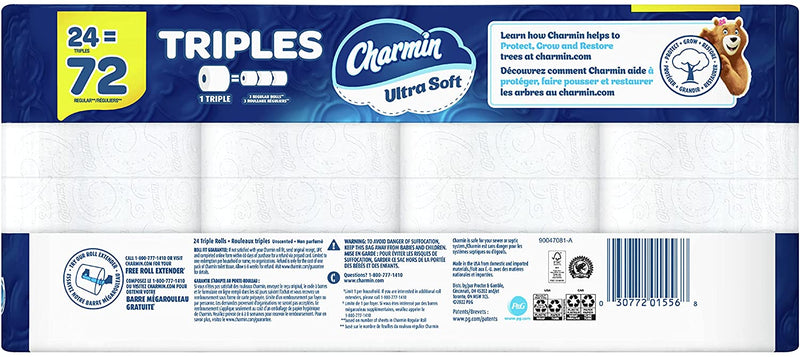 Charmin Ultra Soft Toilet Paper 24 Triple Rolls, 183 Sheets Per Roll