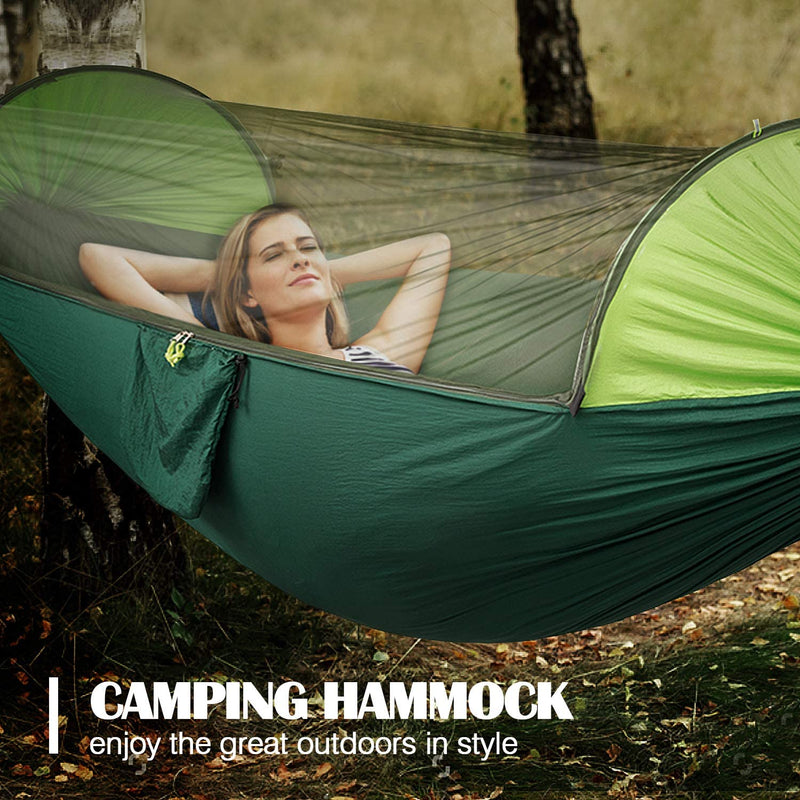 MoKo  2 in 1 Hanging Hammock Large Outdoor Parachute Nylon Hammocks Lightweight Portable Swing (Green)
