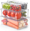 ECUCM Set of 7 Fridge Organizers Stackable Storage Containers with Lids Clear Plastic Storage Bins for Food Fruits Vegetable Freezer Kitchen Pantry Cabinet