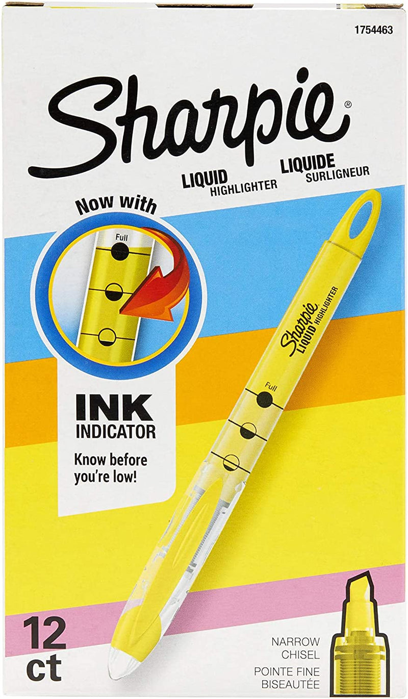 Sharpie ACCENT Highlighter, Liquid Highlighter Pen Chisel, 12 Pack, Fluorescent Yellow