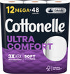 Cottonelle Ultra Comfort Toilet Paper, Strong Toilet Tissue, 12 Mega Rolls