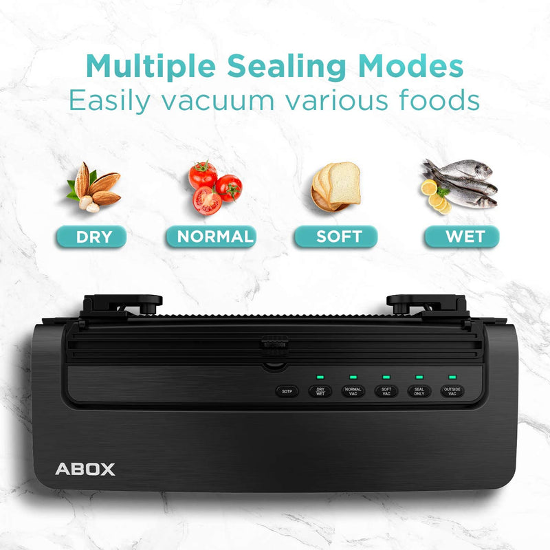 Vacuum Sealer Machine| ABOX 5 in 1 Food Vacuum Sealer| Built-in Cutter| Starter Kit Roll and Holder on clearance