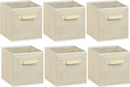SimpleHouseware Storage Bin Cube Foldable Organizer, Beige - Pack of 6 Beige