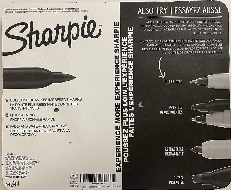Sharpie Permanent Marker - Black 24+1 Pack