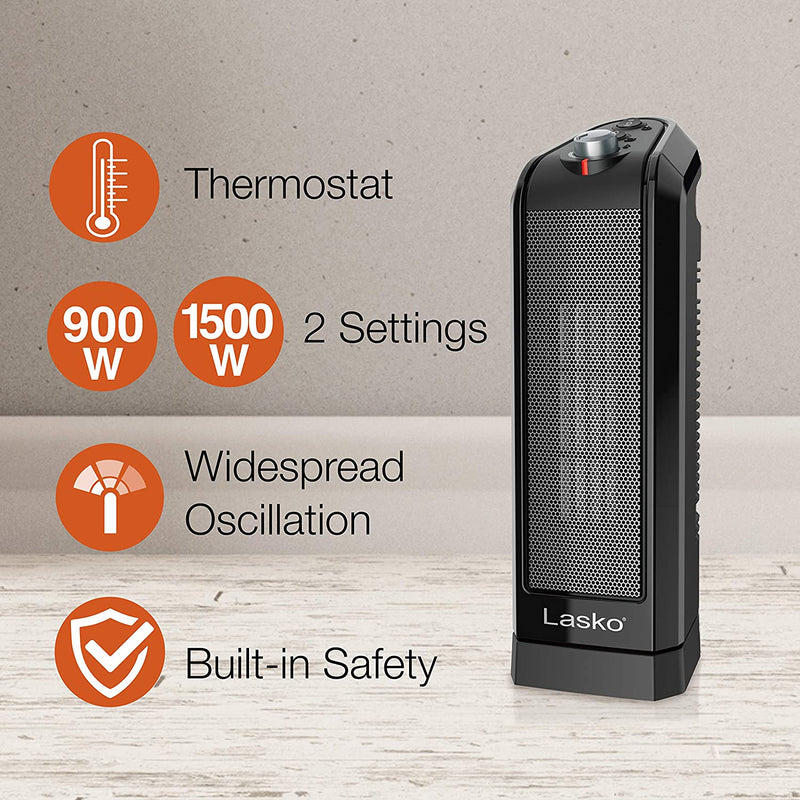 Lasko Small Portable 1500W Oscillating Electric Ceramic Space Heater