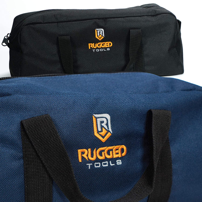 Rugged Tools Tool Bag Combo - Includes 1 Small & 1 Medium Toolbag - Organizer Tote Bags for Electrician, Plumbing, Gardening, HVAC & More