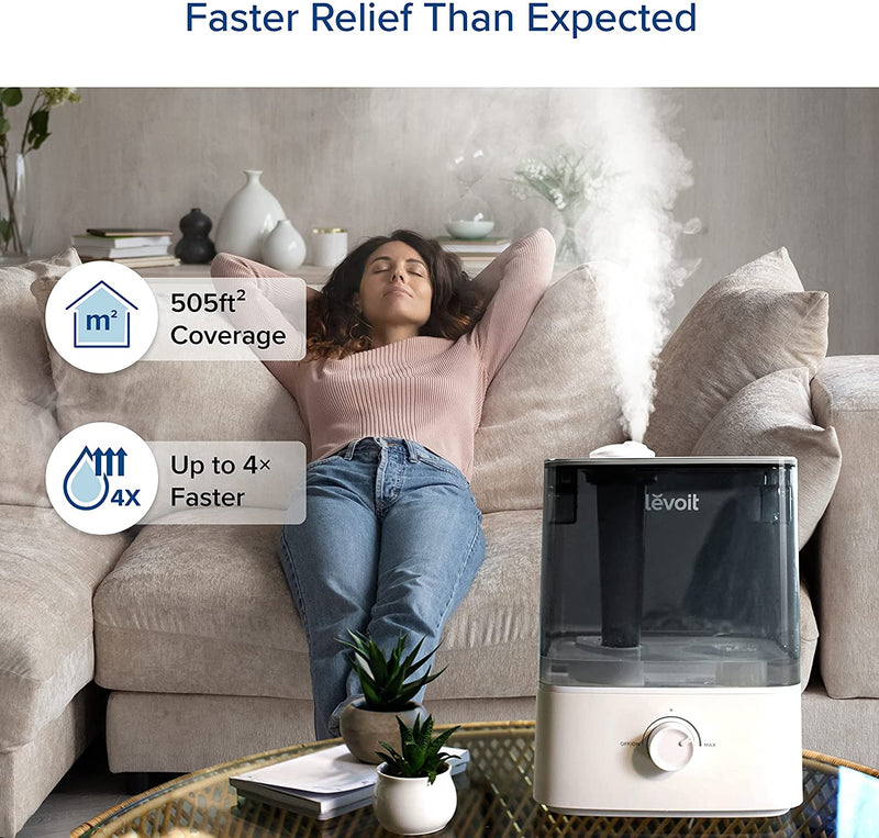 LEVOIT Humidifier for Bedroom Large Room, 6L Top Fill Cool Mist Humidifiers Plants, Baby, Lasts Up to 60h, Easy Use and Clean