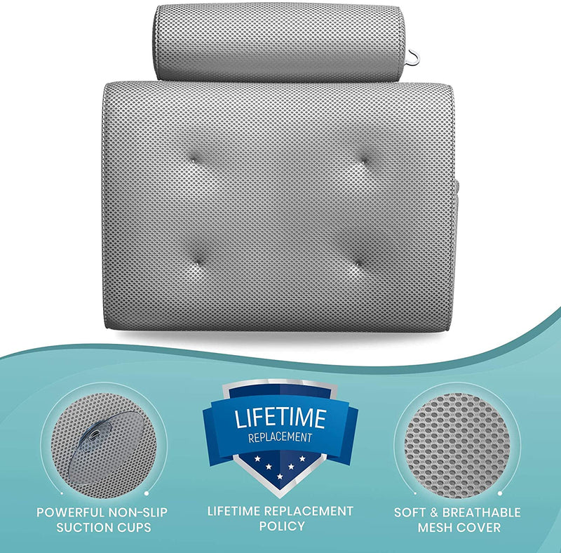 Everlasting Comfort Bath Pillow - Supports Head, Neck and Back in Tub