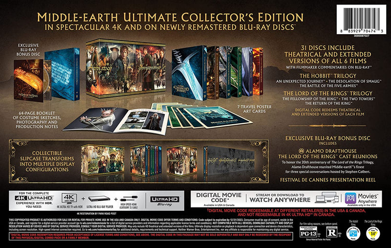 Middle Earth 6-Film Ultimate Collector's Edition (4K Ultra HD + Blu-ray + Digital)