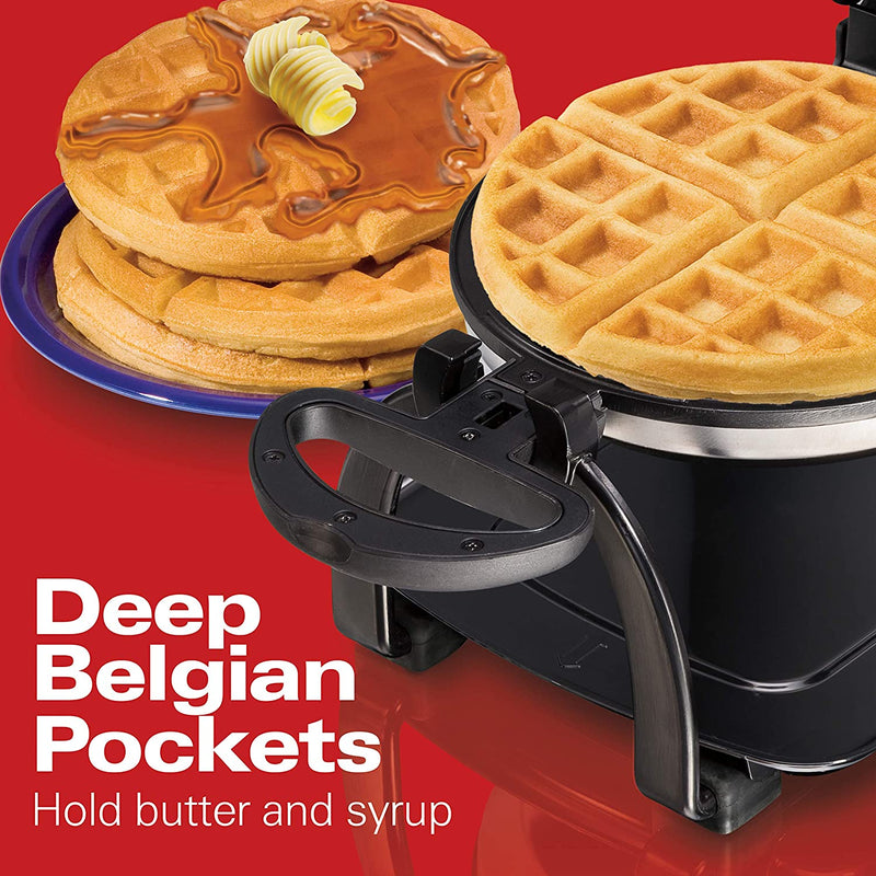 Hamilton Beach Flip Belgian Waffle Maker with Browning Control, Non-Stick Grids