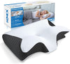 HOMCA Memory Foam Cervical Pillow, Contoured Support Pillows for Side Back Stomach Sleepers(Black)