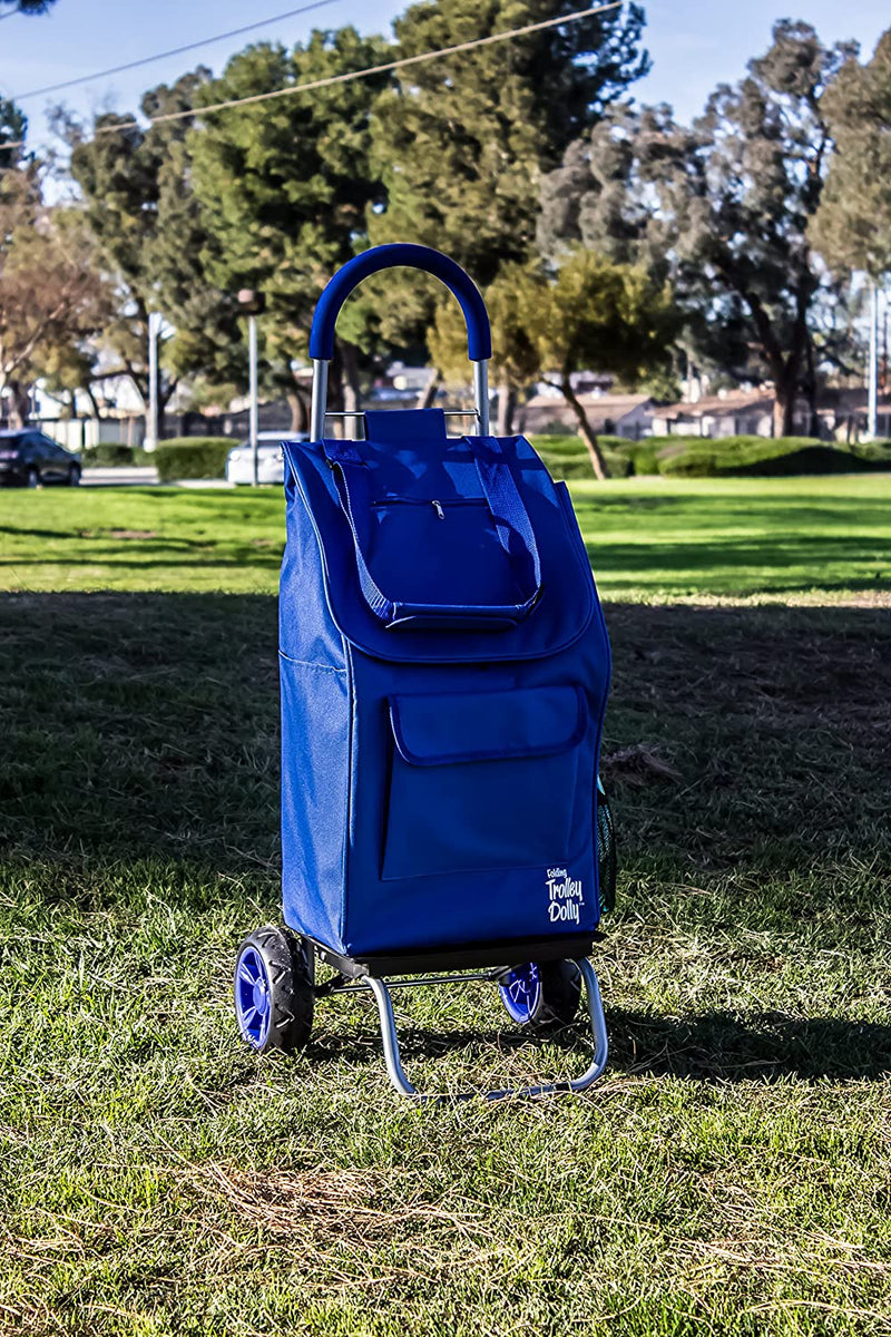 Trolley Dolly, Blue Shopping Grocery Foldable Cart