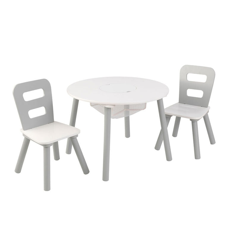 KidKraft Round Storage Table & Chair Set-Gray&White