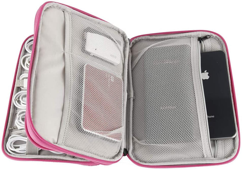 Electronics Organizer, 2 Layer Electronic Accessories Organizer Travel Storage Bag for Charging Cable, Phone, Power Bank, Mini Tablet (Up to 7.9'') Make up Organizer Bag for Traveling