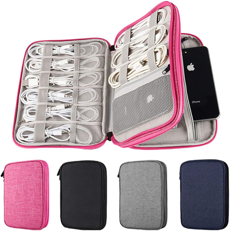 Electronics Organizer, 2 Layer Electronic Accessories Organizer Travel Storage Bag for Charging Cable, Phone, Power Bank, Mini Tablet (Up to 7.9'') Make up Organizer Bag for Traveling