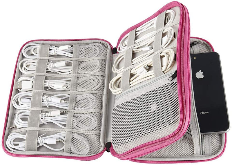 Electronics Organizer, 2 Layer Electronic Accessories Organizer Travel Storage Bag for Charging Cable, Phone, Power Bank, Mini Tablet (Up to 7.9'') Make up Organizer Bag for Traveling