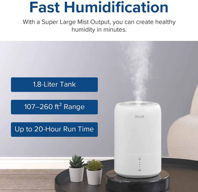 LEVOIT Humidifiers for Baby Bedroom, Top Fill Cool Mist for Kids Nursery, Plants with Essential Oil