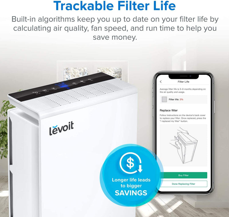 LEVOIT Smart WiFi Air Purifier for Home, Work with Alexa, H13 True HEPA Filter, Energy Star