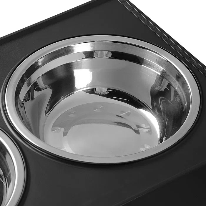 Stainless Adjustable Raised Dog Double Bowls