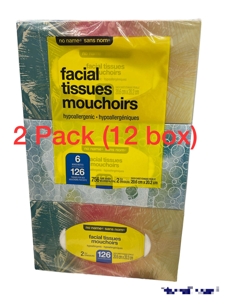 Facial Tissues ultra soft, 126 tissues per box , 12 boxes