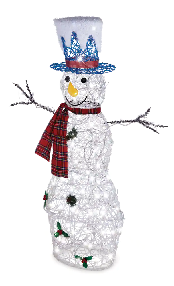 Snowman Christmas Decorations, 140 Pure White LED Lights, 4-ft