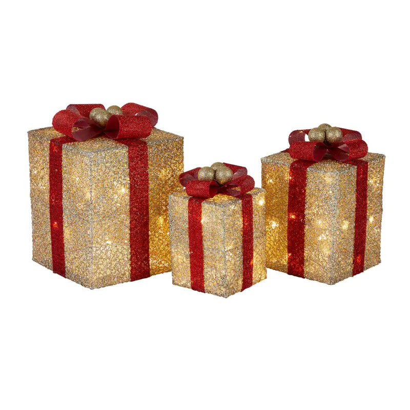 Golden Charm Gifts Christmas Decoration, Warm White LED Lights, 3-pk
