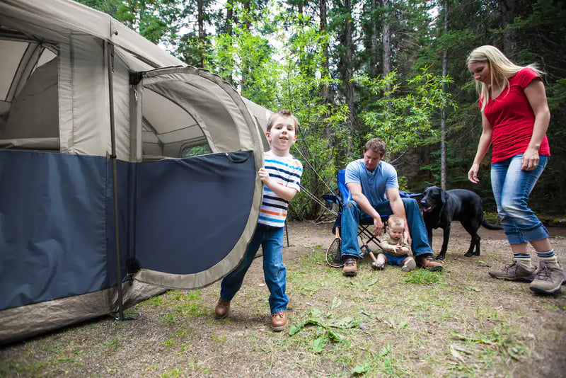 Coleman Hampton 3-Season, 9-Person, 2-Room Camping Cabin Tent w/ Room Divider, Rain Fly & Carry Bag
