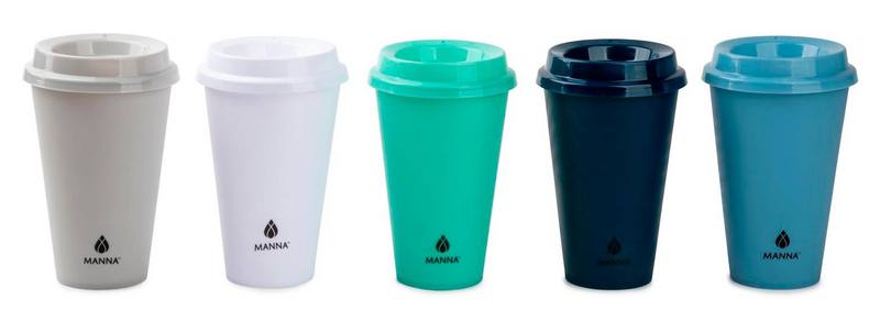 Manna Reusable Coffee Cups with Lids, 5-pk