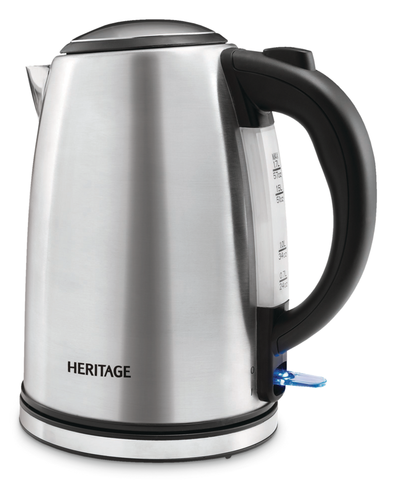 Heritage Cordless Electric Kettle w/ Auto Shut Off, Stainless Steel, 1.7L