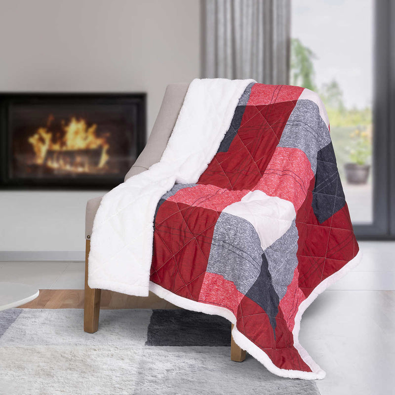 S&Co Home - Oversized Quilted Throw with Sherpa Reverse 50" x 70"