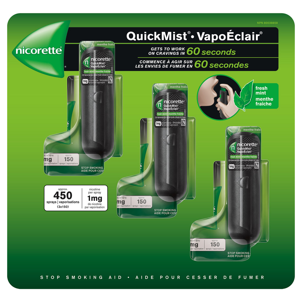 Quickmist Packshot Nicorette QuickMist Fresh Mint 150 sprays, 3-pack
