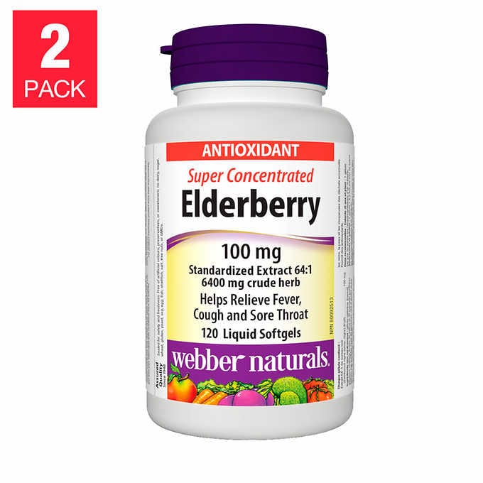 Webber Naturals Super Concentrated Elderberry 100mg - 2 x 120 Softgels