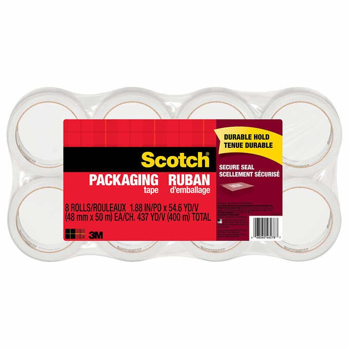 Scotch Secure Seal Packaging Tape, 8-pack