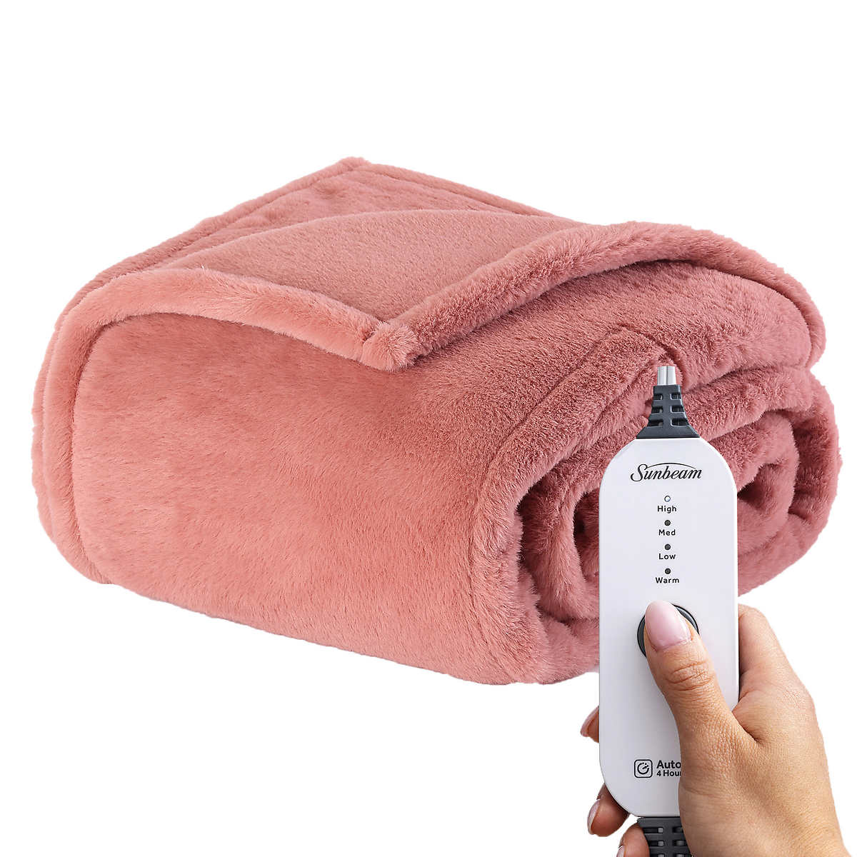 Sunbeam Luxe Faux Fur Heated Throw 50" x 60"