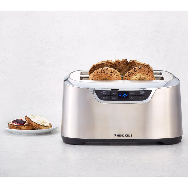 Henckels Statement Stainless Steel 4 Slice Long Slot Automatic Toaster - Perfectly Toasted Every Time