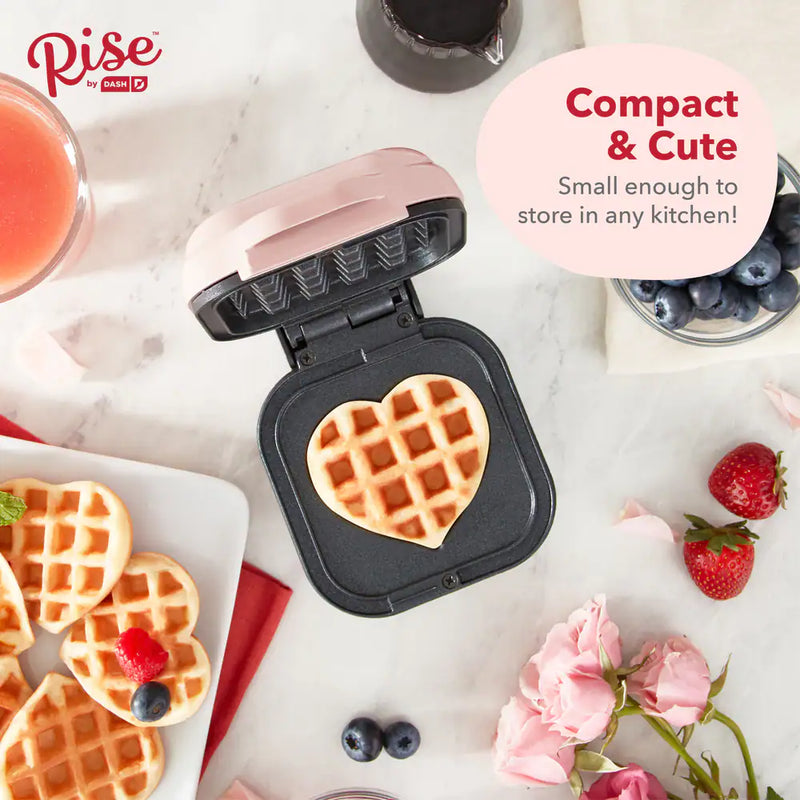 Dash Heart Compact Mini, Non-Stick Waffle Maker, Pink
