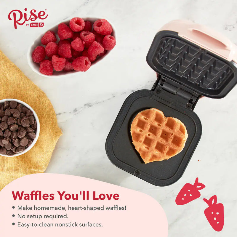 Dash Heart Compact Mini, Non-Stick Waffle Maker, Pink
