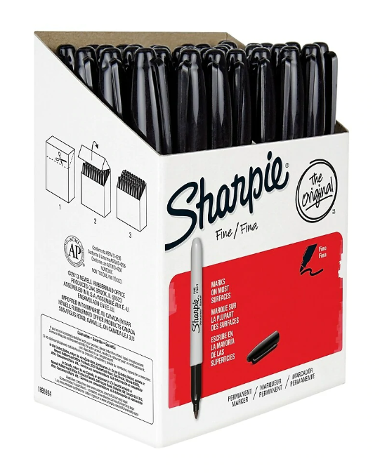 Sharpie Fine Tip Permanent Markers, Black, 36 Pack