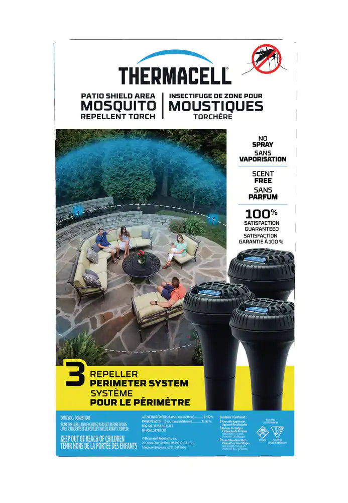 Thermacell Patio-Shield Area 12-Hour DEET-Free Electric Mosquito/Insect Repellent Torch, 3-pk