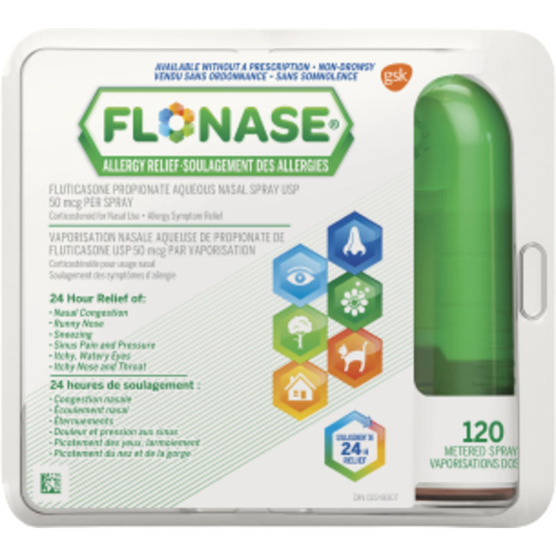 Flonase Allergy Nasal Spray, 24-Hour All-In-One Allergy Relief, Non-Drowsy, 120 Sprays